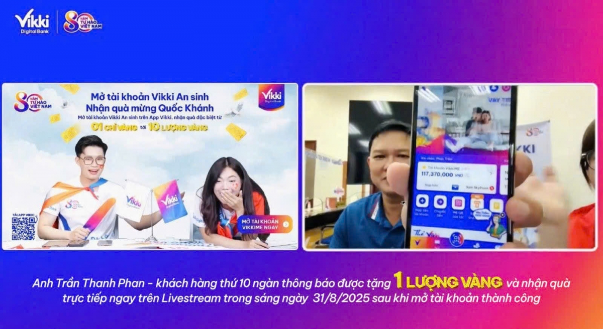 Vikki tặng vàng SJC, chỉ vàng cho khách hàng mở tài khoản An sinh